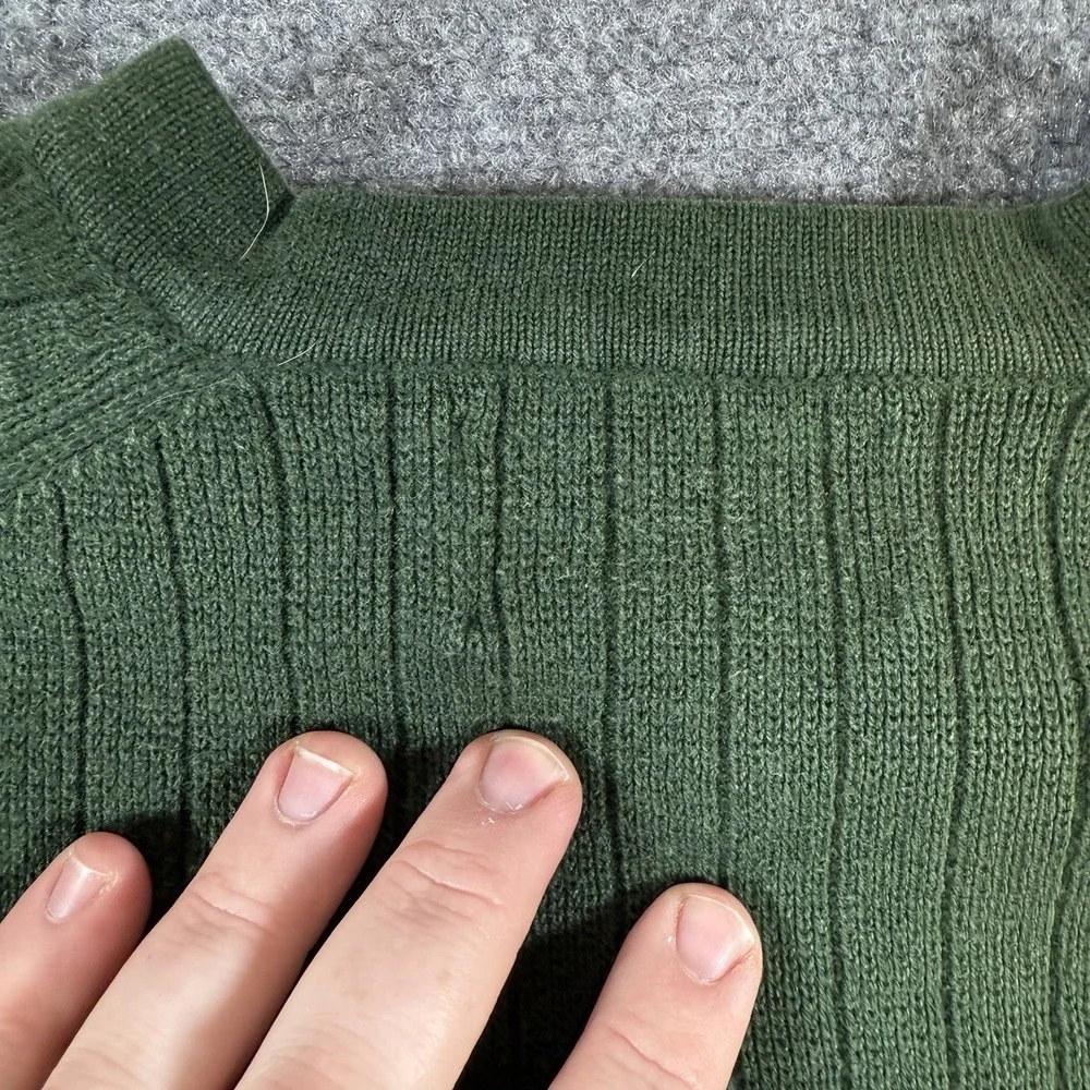 Abercrombie Fitch Sweater Mens Large Green V Neck Ribbed Y2K Classic Long Sleeve